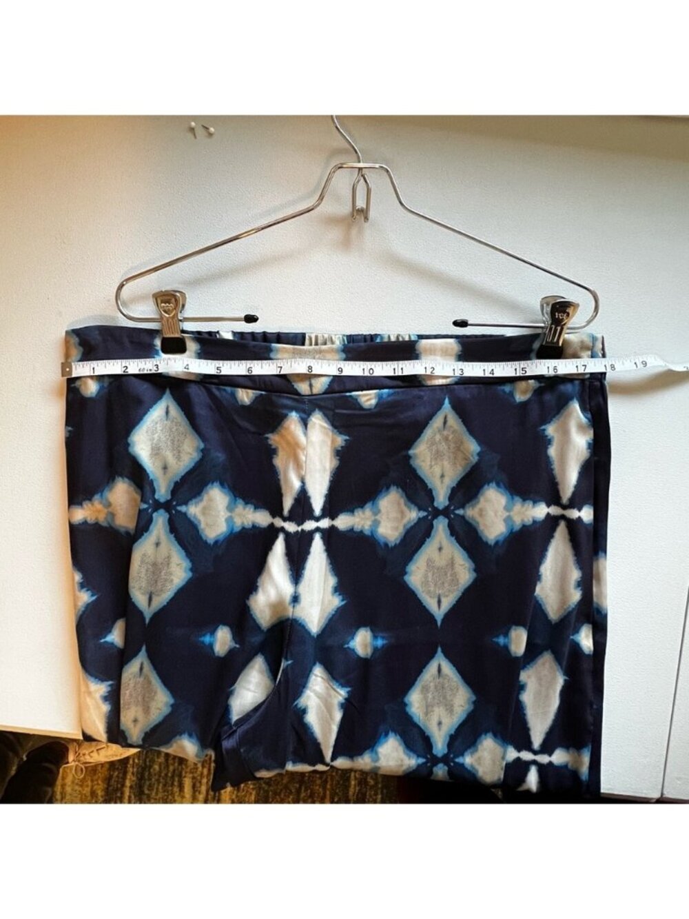 Banana Republic Navy Geometric Print Wide Leg Pants L Boho Resort Vacation Flowy - Picture 7 of 8